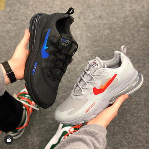 nike air 270 react just do it 耐克男跑步鞋双标黑浅灰色运动鞋