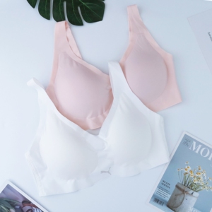 新款韩国无钢圈文胸牛奶丝肤色白色运动瑜伽薄款速干透气聚拢内衣