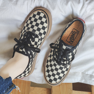 star匡威潮流黑白格子帆布鞋女2022新款男港风休闲学生情侣滑板鞋