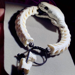 泰国天然真蛇骨手链天然蛇头手串三通文玩手串