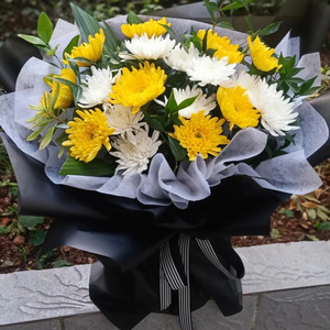 清明节东莞鲜花速递同城黄白菊花花束花篮东城南城长安塘厦配送店