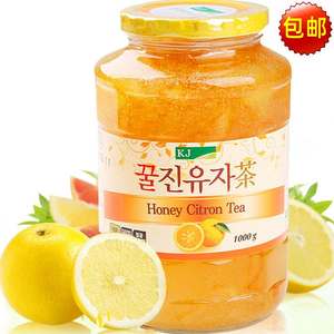 新货韩国原装进口KJ蜂蜜柚子茶 冲饮国际水果茶1000g/瓶1KG