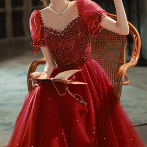 敬酒服新娘夏季新款轻奢小众高端法式订婚连衣裙结婚回门宴晚礼服