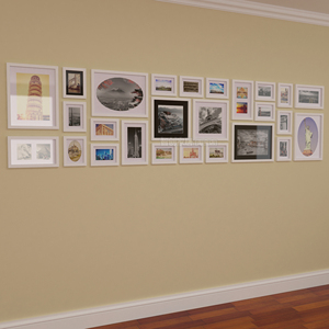 大型实木26相框组合简约照片墙会议室餐吧文创装饰客厅壁面挂画框