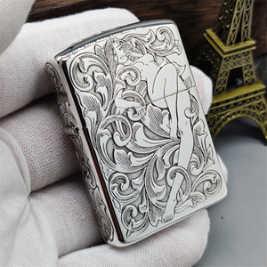 zippo打火机正版纯银盔甲唐草仙子 芝宝煤油防风定制刻字送礼物男