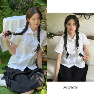 欧阳娜娜同款白色衬衫女日系学院风JK制服套装夏季娃娃领短袖衬衣