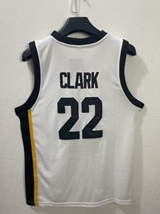新款22号爱荷华大学凯特琳·克拉克白色黄色黑色刺绣球衣篮球服