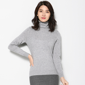兔皇秋冬100%纯羊绒衫堆堆领套头长袖短款纯色修身基础款打底衫女