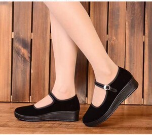 老北京布鞋女正品红叶牌防滑厚底轻巧透气舒适圆头工作广场舞蹈鞋