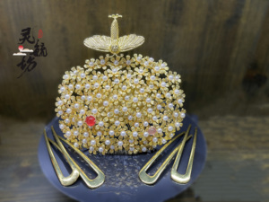 李静训闹蛾扑花冠 珍珠发冠现货 故宫国家宝藏博物馆唐代复原头冠