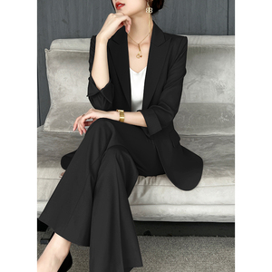 高级感黑色职业西装套装女夏季薄款2024新款面试正装商务西服外套