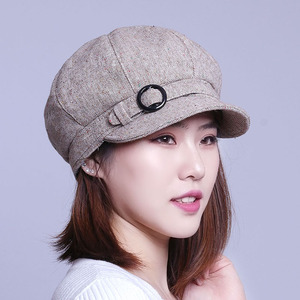 帽子女韩版时尚潮流秋季卡扣鸭舌帽新款韩系遮阳中老年八角贝雷帽