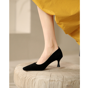 002人付款天猫意尔康高跟鞋2022新款春夏季网纱女鞋中跟百搭粗跟真皮