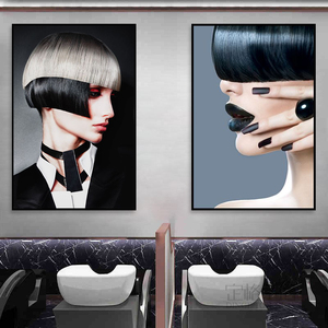 理发店墙面装饰画美发店个性烫染造型图片挂画美容院海报发廊壁画