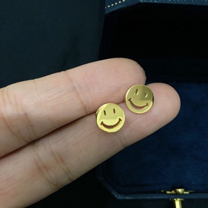 韩国东大门镂空笑脸表情耳钉女耳环可爱小巧精致养耳洞睡觉不用摘