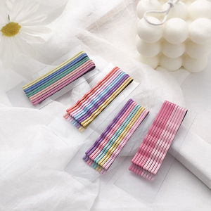 ins泫雅糖果色波浪一字夹网红彩色刘海夹边夹发夹发卡韩国女发饰