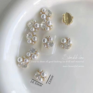 10颗新款水晶月光珍珠堆堆钻成品美甲饰品合金堆钻超闪K9指甲装饰