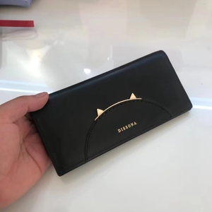 关关皮具 dissona迪桑娜头层牛皮猫咪钱包 长款票夹 短款卡片包