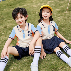 小学生套装幼儿园夏装短袖学院风毕业照演出园服儿童班服夏季校服