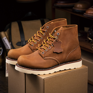 群主哥固特异疯马皮9111复古手工装伞兵机车马丁red红翼wing靴