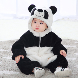 婴儿动物连体衣春秋装熊猫春季男女宝宝爬服棉衣小孩可爱外出衣服