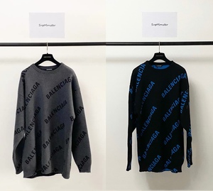 代购 balenciaga 20ss 巴黎世家 弹幕满印logo针织毛衣 杨幂同款