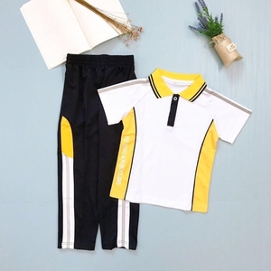 夏季新款校服套装普宁校服统一小学男女款翻领印字上衣短袖学院风