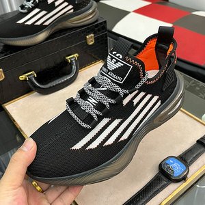 新款夏季阿玛尼男鞋时尚潮流网面鞋透气百搭运动休闲鞋厚底椰子鞋