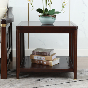 瑞银新中式实木沙发边几角几客厅家具小方桌黑檀木色边柜小茶桌