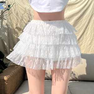 十月家 韩国正品代购新款 夏季甜美少女高腰碎花蕾丝蛋糕短裙裤裙