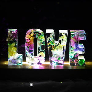 水晶滴胶diy材料包抖音love小夜灯硅胶模具home手工制作摆台套装