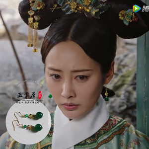 如懿传同款 李纯卫嬿婉同款耳环 古风古代花朵无耳洞纯银镀金耳环