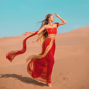 飞天敦煌异域风情改良汉服女cos西域舞姬 古典舞蹈表演肚皮舞夏季