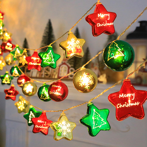 圣诞节装饰星星灯雪花圣诞树挂件彩灯闪灯串灯满天星店铺橱窗挂饰