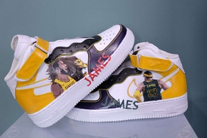 diy手绘球鞋定制nba球星詹姆斯james涂鸦aj1空军af1手工改色客制