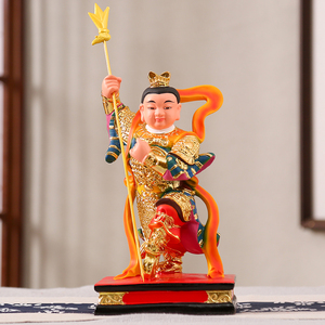 88cm三太子哪咤极彩红孩儿像玻璃钢树脂佛像中坛元帅哪咤三太子像