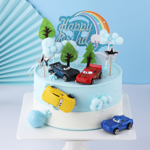 汽车总动员蛋糕装饰网红卡通儿童回力小汽车生日烘焙蛋糕装饰摆件