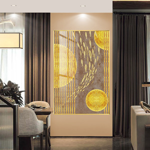 玄关冰晶画金色游鱼晶瓷画客厅卧室墙壁画酒店挂画装饰画