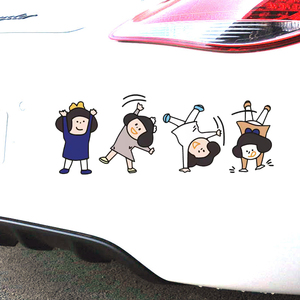 可爱女孩翻跟头个性装饰车身汽车贴纸电动车摩托车车贴遮挡划痕贴