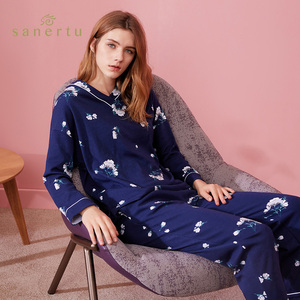三耳兔睡衣女士春秋季纯棉长袖套头冬季宽松休闲可外穿家居服套装