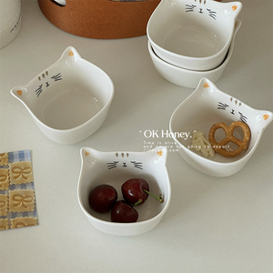 韩国ins可爱猫咪陶瓷料碟釉下彩创意卡通调味酱碟酱油蘸醋番茄酱