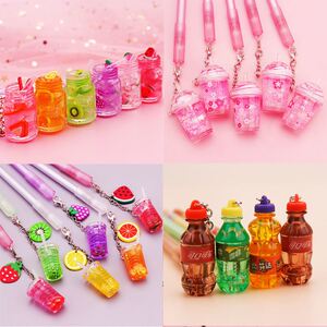 珍珠奶茶中性笔高颜值黑笔可爱少女心吊坠笔饮料果汁可乐挂件水笔