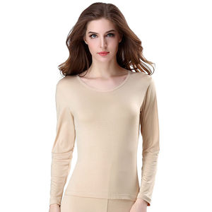 意芬秋冬季女士圆领打底衫秋衣女单件薄款修身保暖内衣上衣