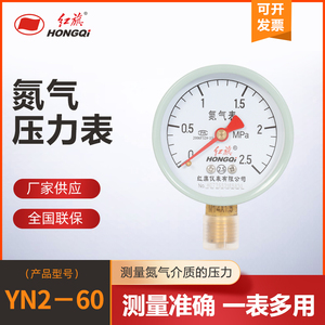 红旗仪表厂家直销YN2-60氮气压力表减压器气体管道专用螺纹14x1.5