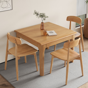 简约全实木餐桌椅组合北欧方桌饭馆牌桌出租房小户型正方形吃饭桌