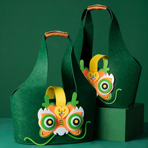 端午节粽子包装盒礼盒高端毛毡加厚绿色精美手提袋创意礼品盒定制