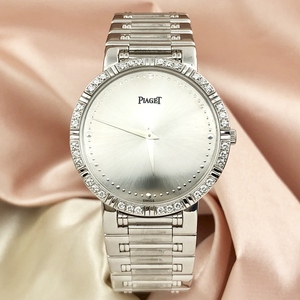 piaget伯爵手表女正品二手 时尚750白金原镶钻瑞士石英机芯女款表