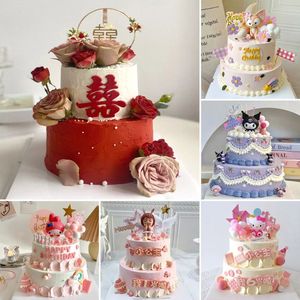 仿真蛋糕模型2023网红新款双层卡通鲜花结婚塑胶生日蛋糕样品定制