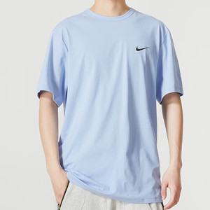 Nike耐克蓝色防晒速干短袖男2024年户外跑步运动T恤健身透气半袖