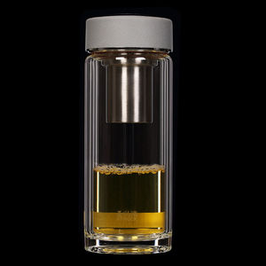 圣以诺玻璃杯男双层车载带盖水杯女便携高档办公茶杯过滤随手杯子